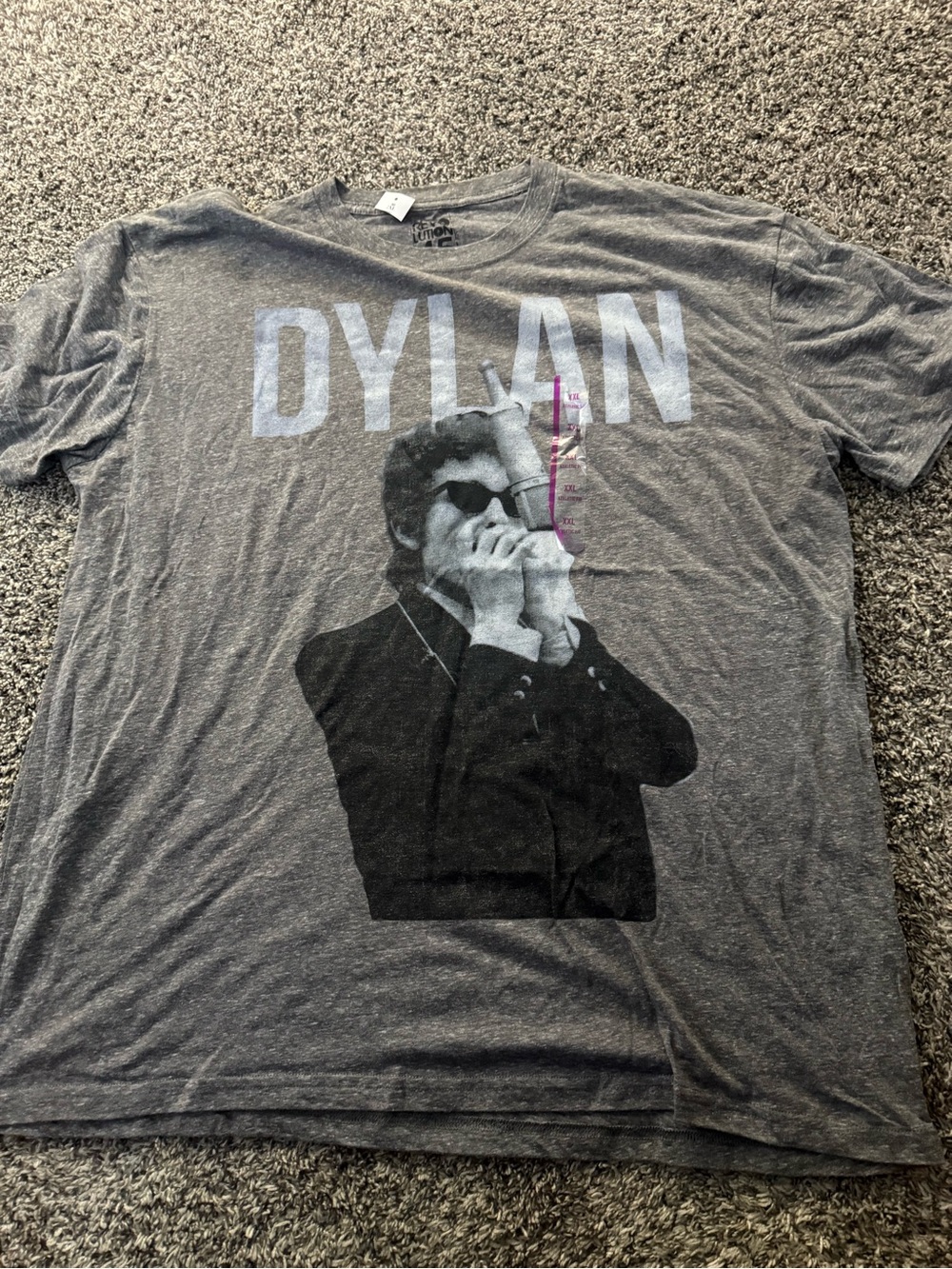 Revolution Bob Dylan Graphic Crew Neck T-Shirt - Gray with Black Print